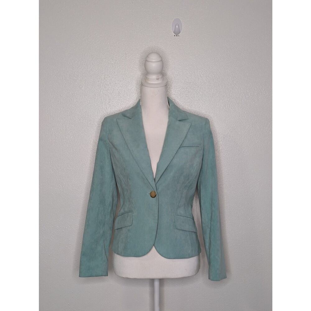 Vintage Petite Sophisticate Stretch Corduroy Blazer Jacket Size M Sea Foam Green